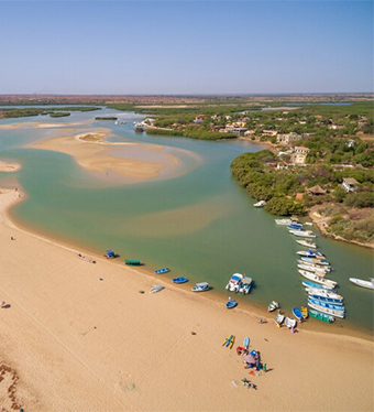 High shot of beaches surrounded